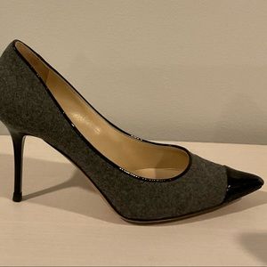 JIMMY CHOO GRAY FLANNEL CAP TOE PUMPS SIZE 7.5 | EU 37.5